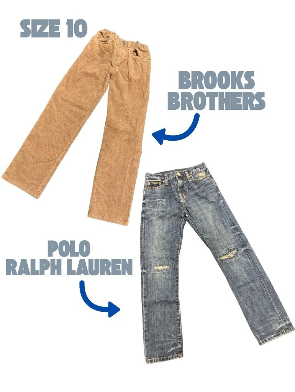 Boys Size 10 Brooks Brothers Tan Corduroy Pants + Polo Ralph Lauren Jeans